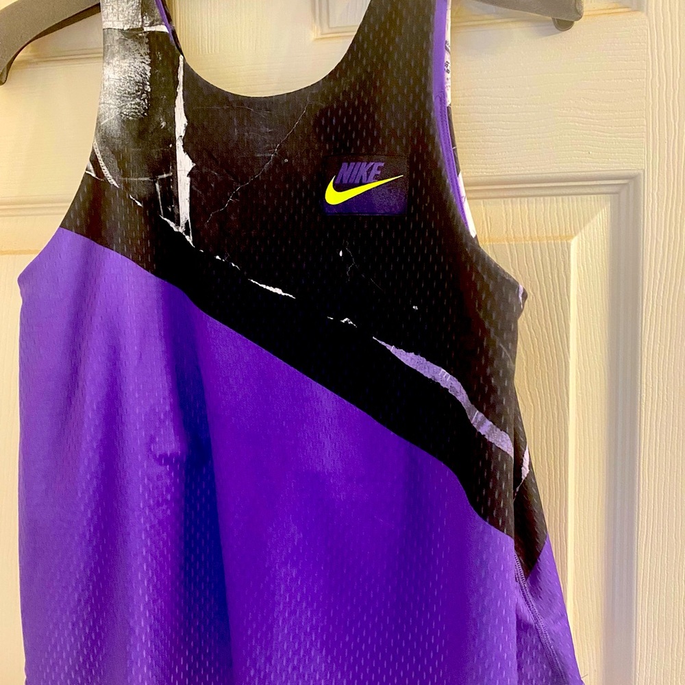 NIKE Dry fit purple grey accents flouncy tank top